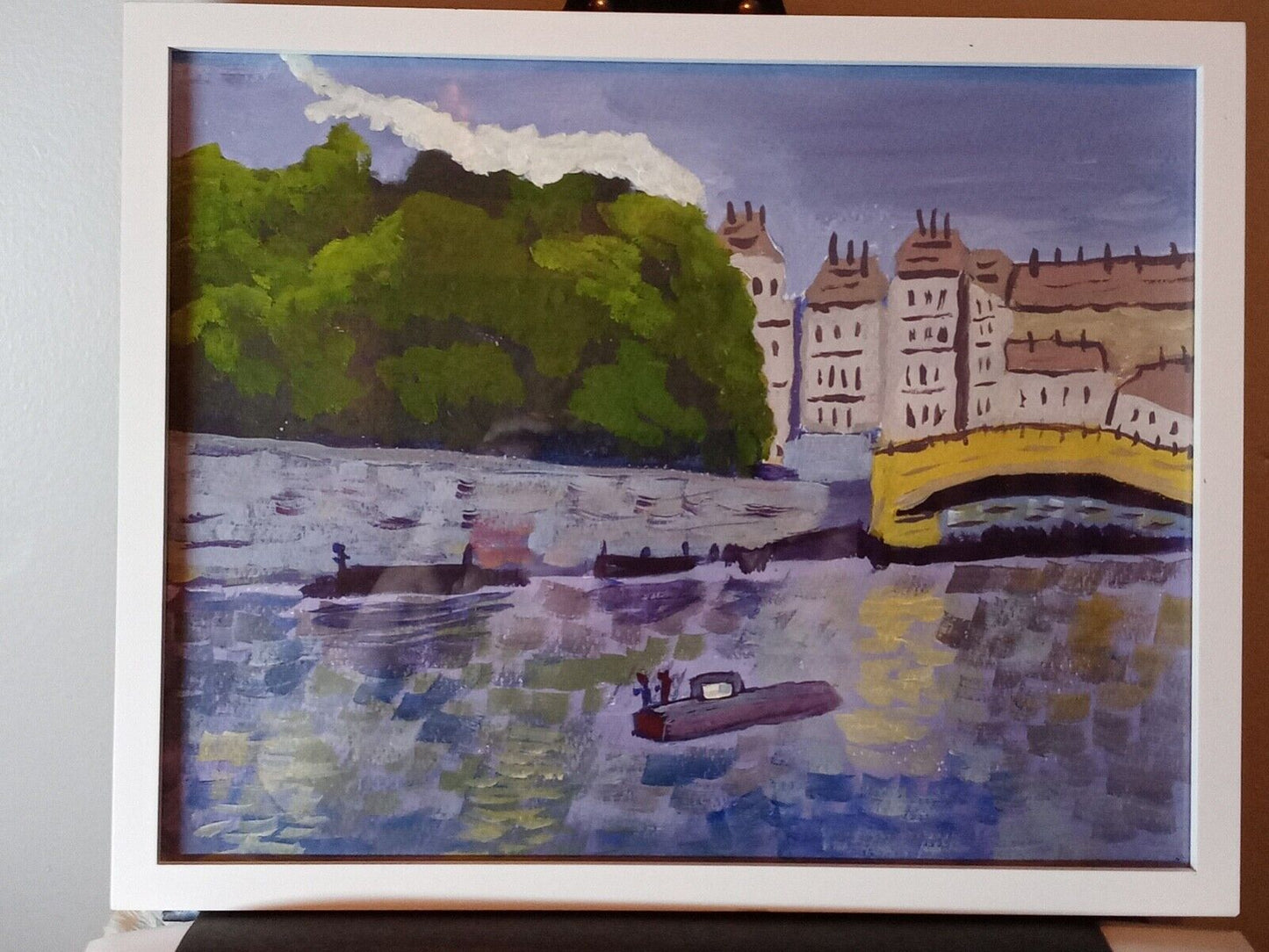 Siene river scene, Paris cityscape, acrylic 11x14 painting original