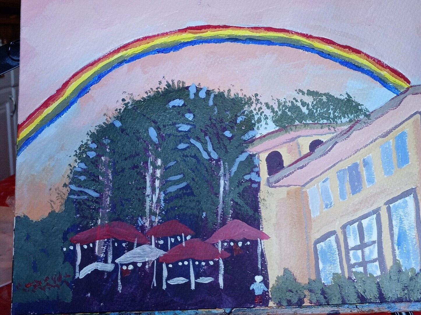 Hollis Winery, Fulchino, rainbow, beautiful country setting,  11 x 14 original