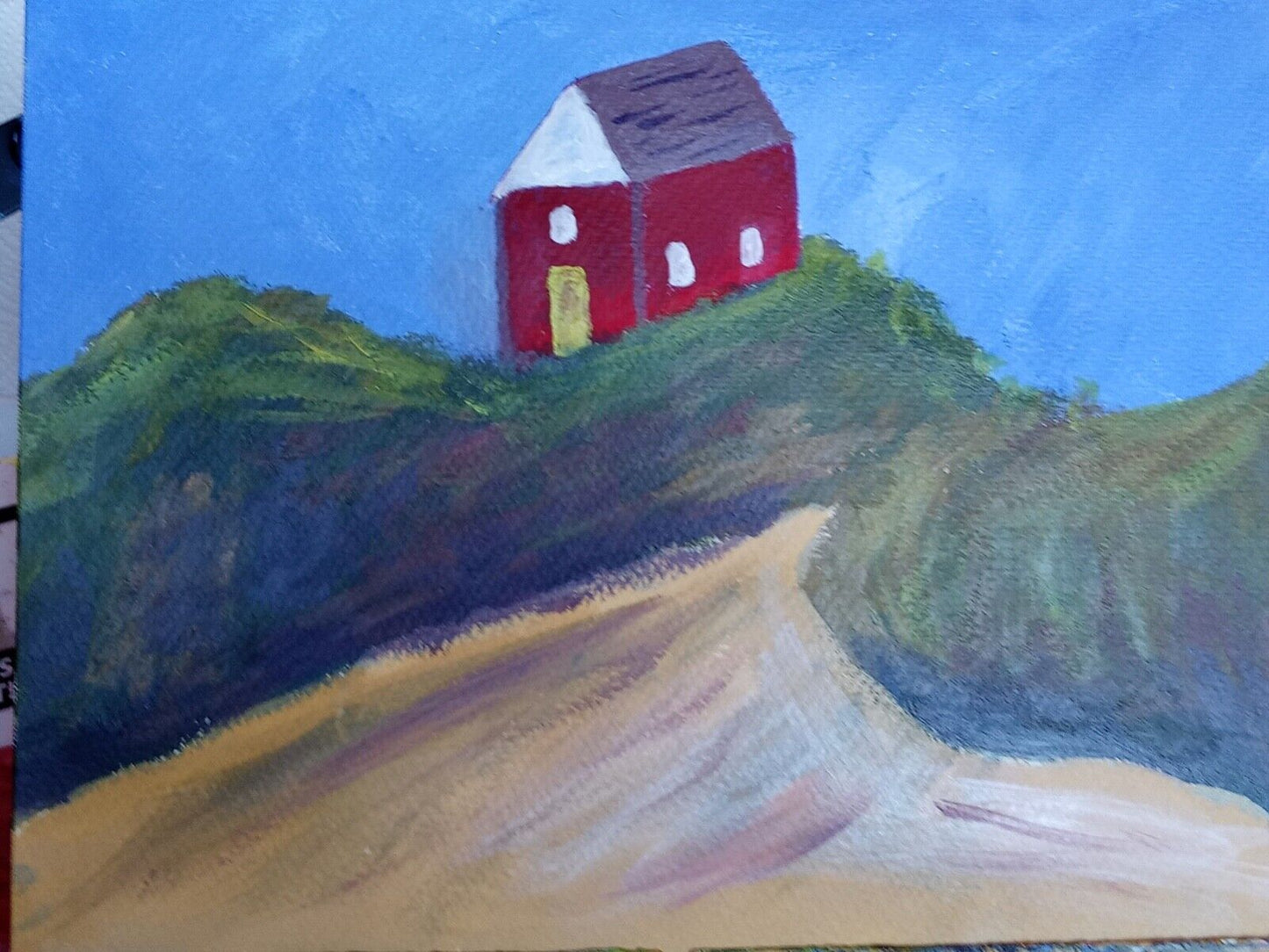 House on sand dunes acrylic 11 x 14 original acrylic painting impressionist styl