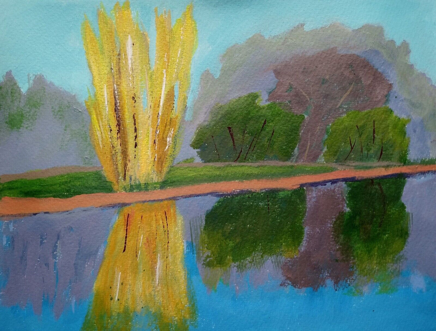 Tatum Autumn Reflections, Australian River,  11x14 acrylic paper canvas