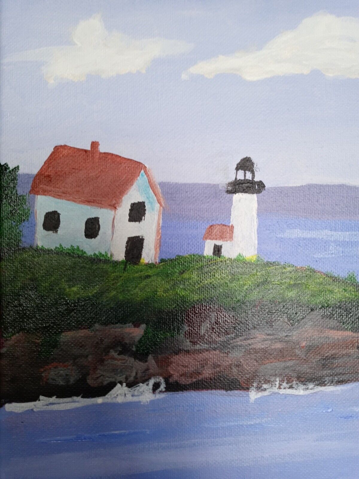 Home on Cape Cod Bay, ocean, beach, 11x14 acrylic on stretched canvas, original