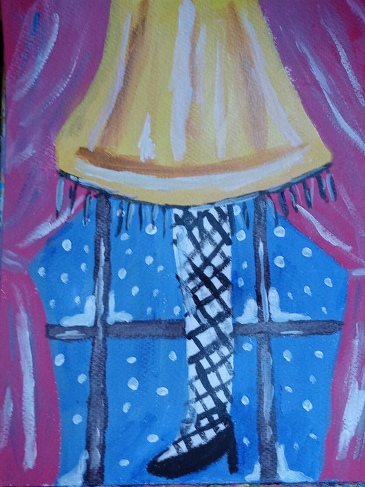 The Leg Lamp, A Christmas Story, acrylic painting, impressionist 14x11, original