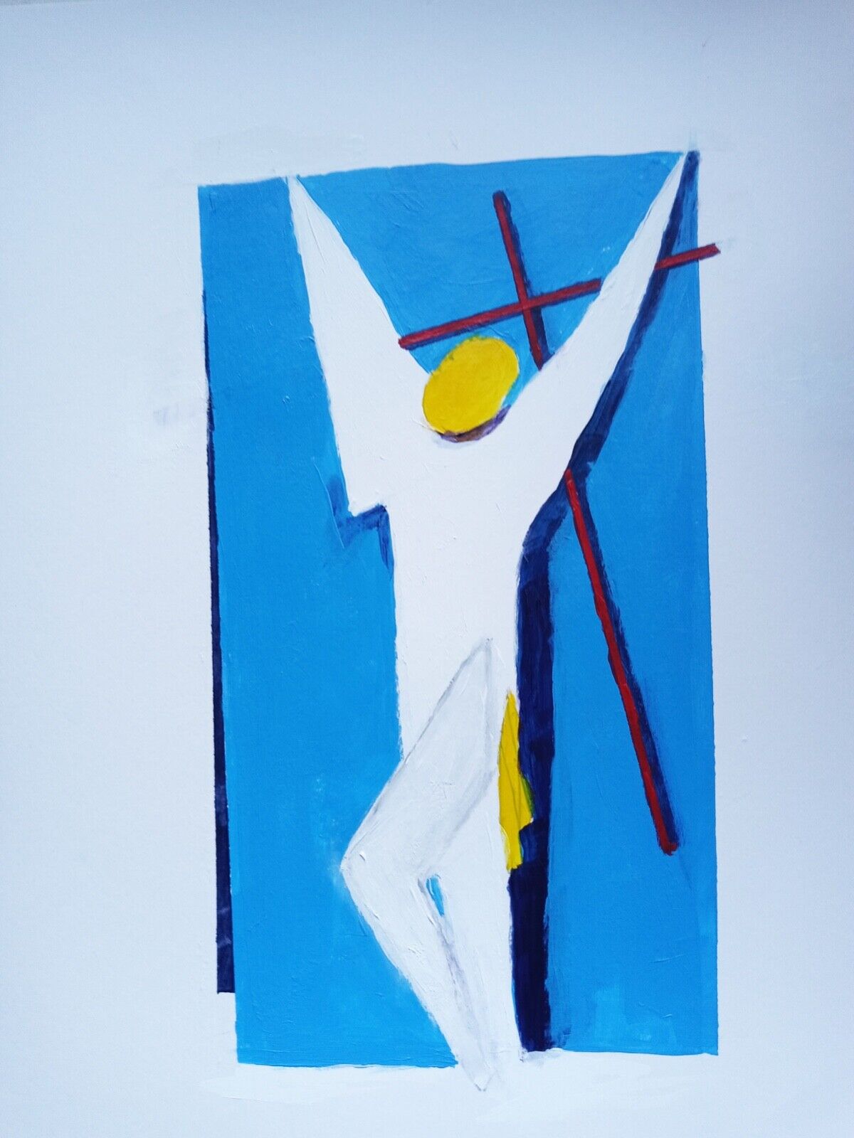 Jesus on the cross, minimalist, impressionist acrylic 14x11 original painting