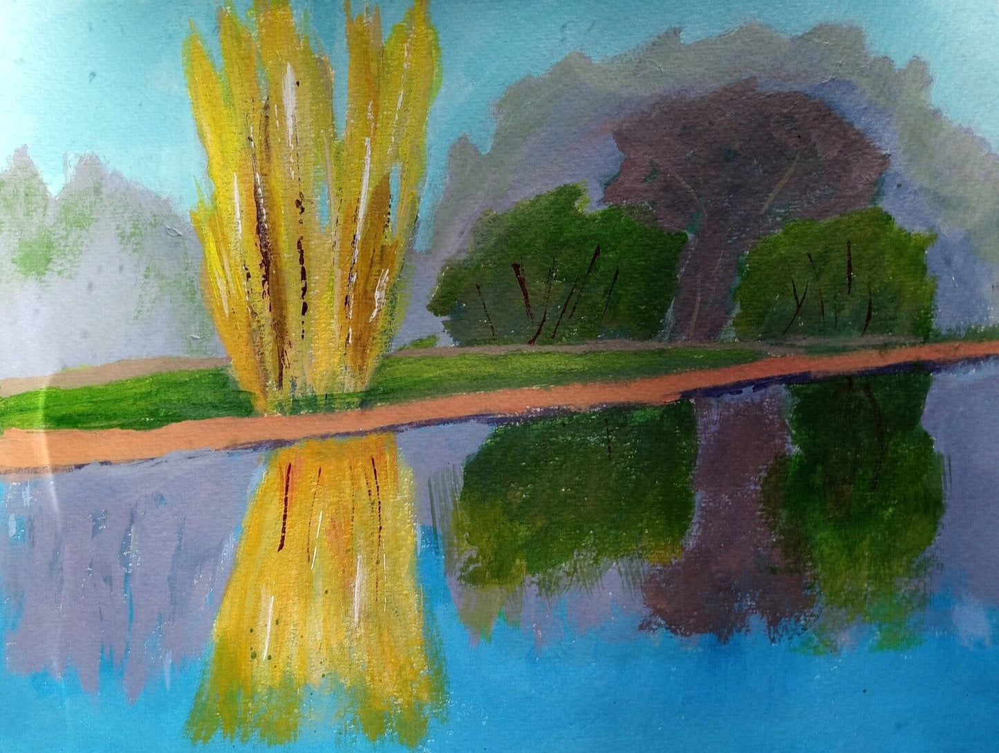 Tatum Autumn Reflections, Australian River,  11x14 acrylic paper canvas