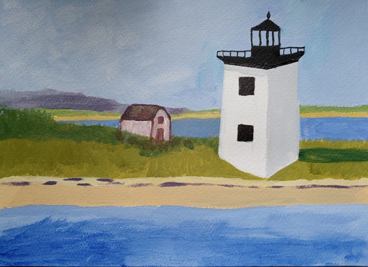 Long Point Lighthouse,  Cape Cod, 11x14 acrylic painting on canvas, original