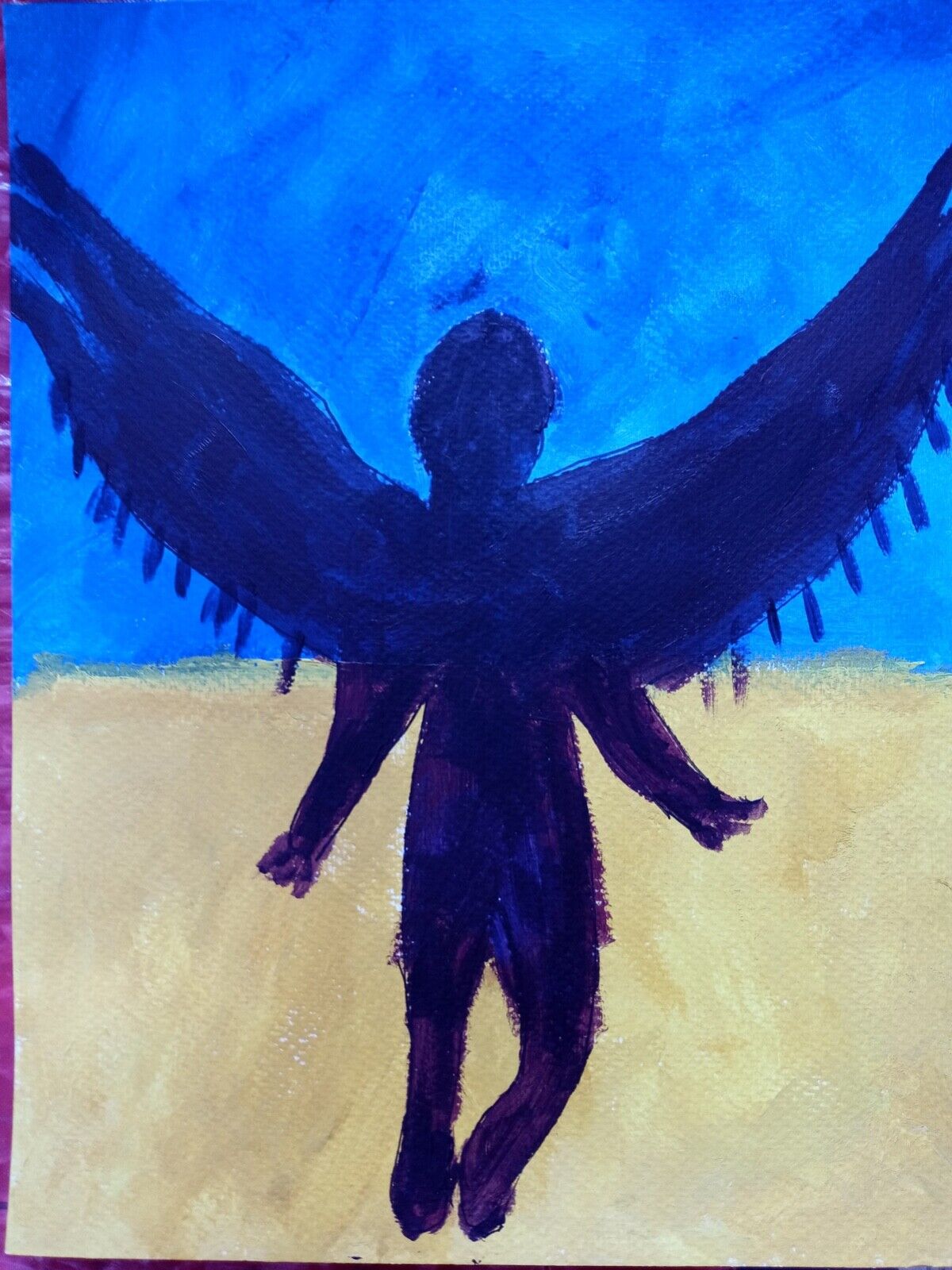 Warrior Angel Over Ukraine impressionist acrylic 14x11 original painting