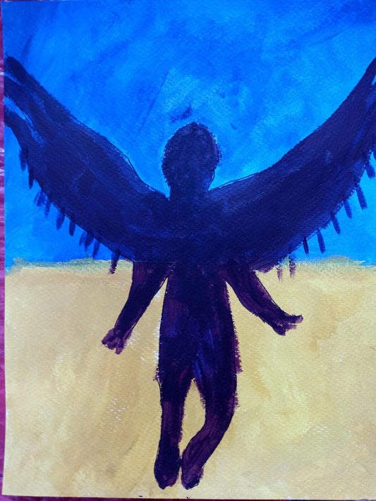 Warrior Angel Over Ukraine impressionist acrylic 14x11 original painting