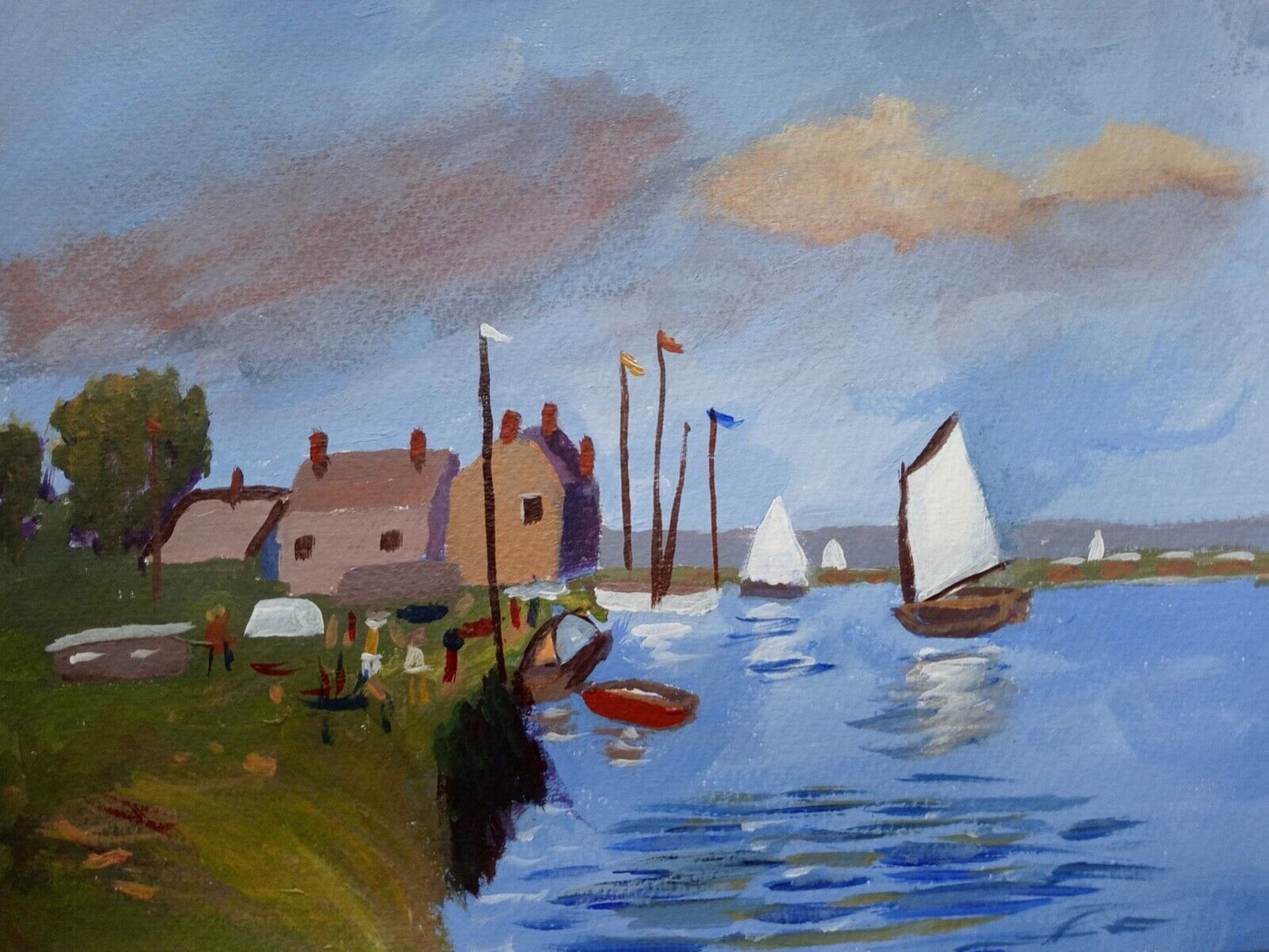 Seacoast village, after Seago acrylic 11x14 painting on canvas paper