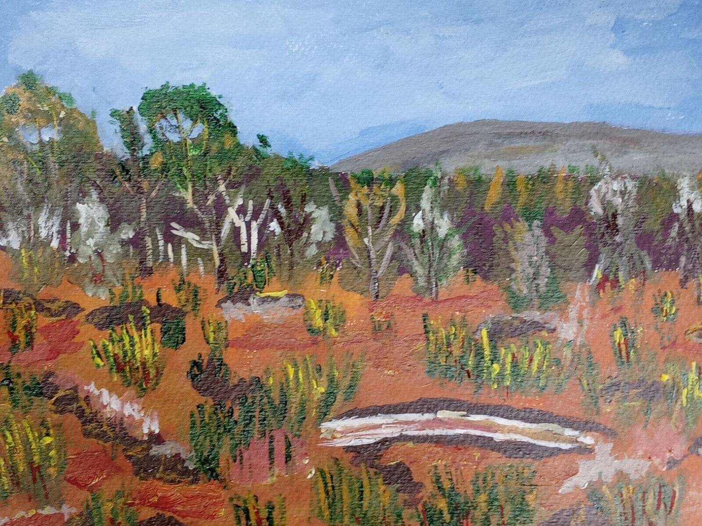 Colorful Landscape, Outback scene, acrylic, 11x14 painting on canvas paper