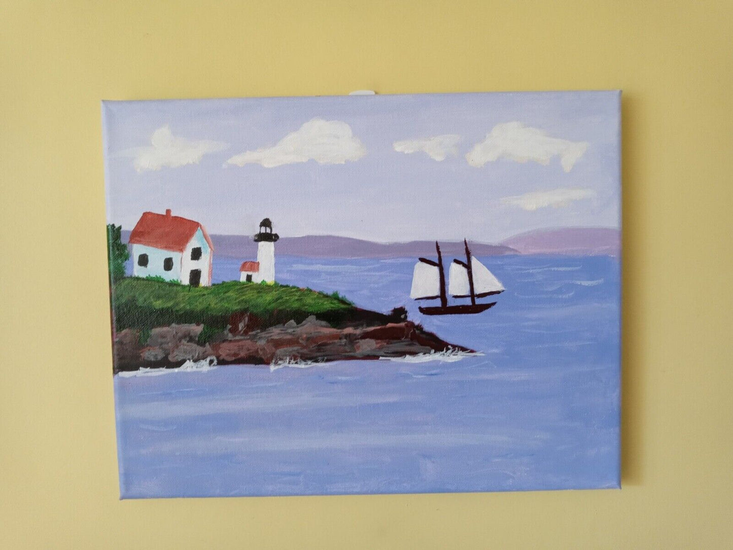 Home on Cape Cod Bay, ocean, beach, 11x14 acrylic on stretched canvas, original